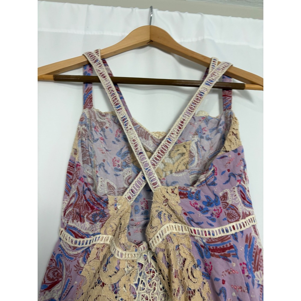 Free People Boho Crochet Festival Lace Paisley Maxi Dress Purple Size 10 Event - Picture 7 of 15